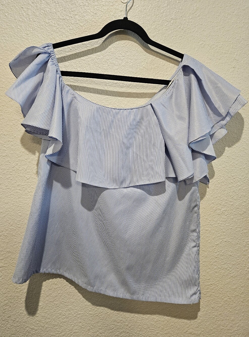 MLM Label Off Shoulder Ruffled Striped Blouse Top Size S - Picture 2 of 8